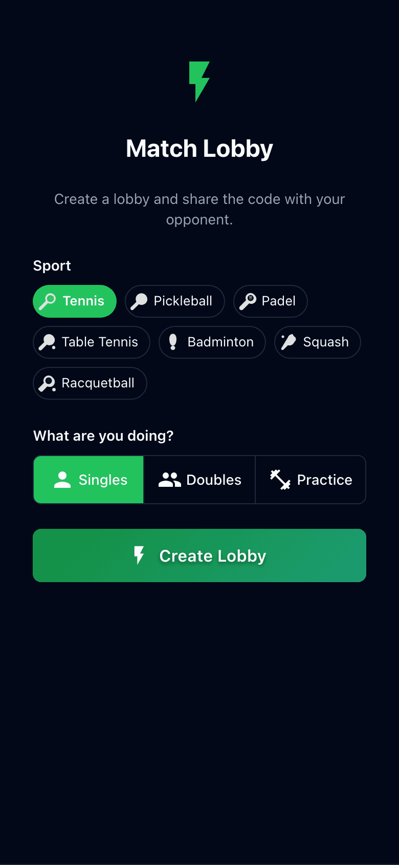 Lobby QR code and join code for sharing